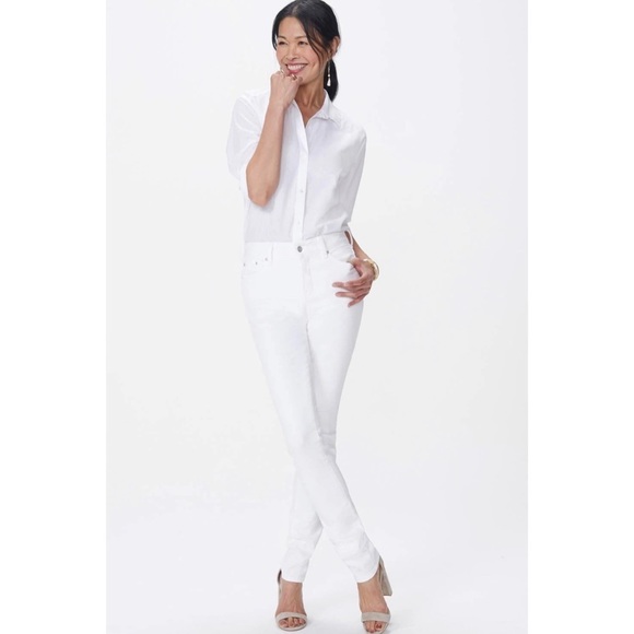 NWT NYDJ Marilyn Straight‎ Jeans in Optic White Size 0P - Picture 1 of 12